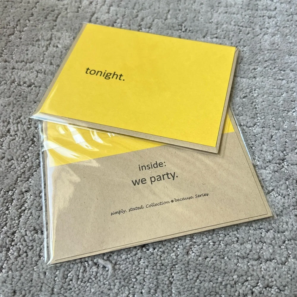 Set of 3 - Handmade Simply Stated Card Set - Because Series, Tonight We Party